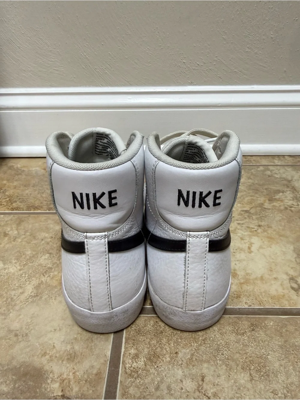 Nike Kids White and Black High-Top Sneakers